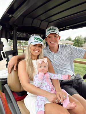 Couples Golf Hat - White Vintage Trucker Hat KenzKustomz