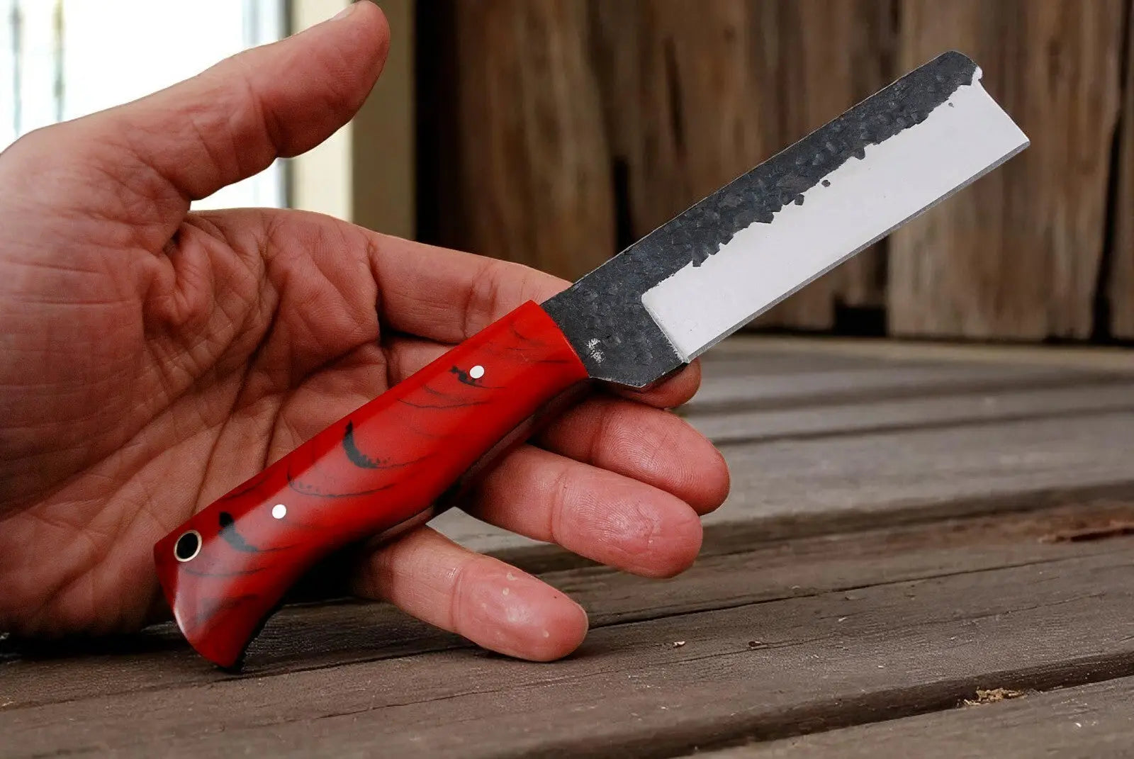 Cowboy Bull Cutter Knife with Resin Handle Damascus Knife Store