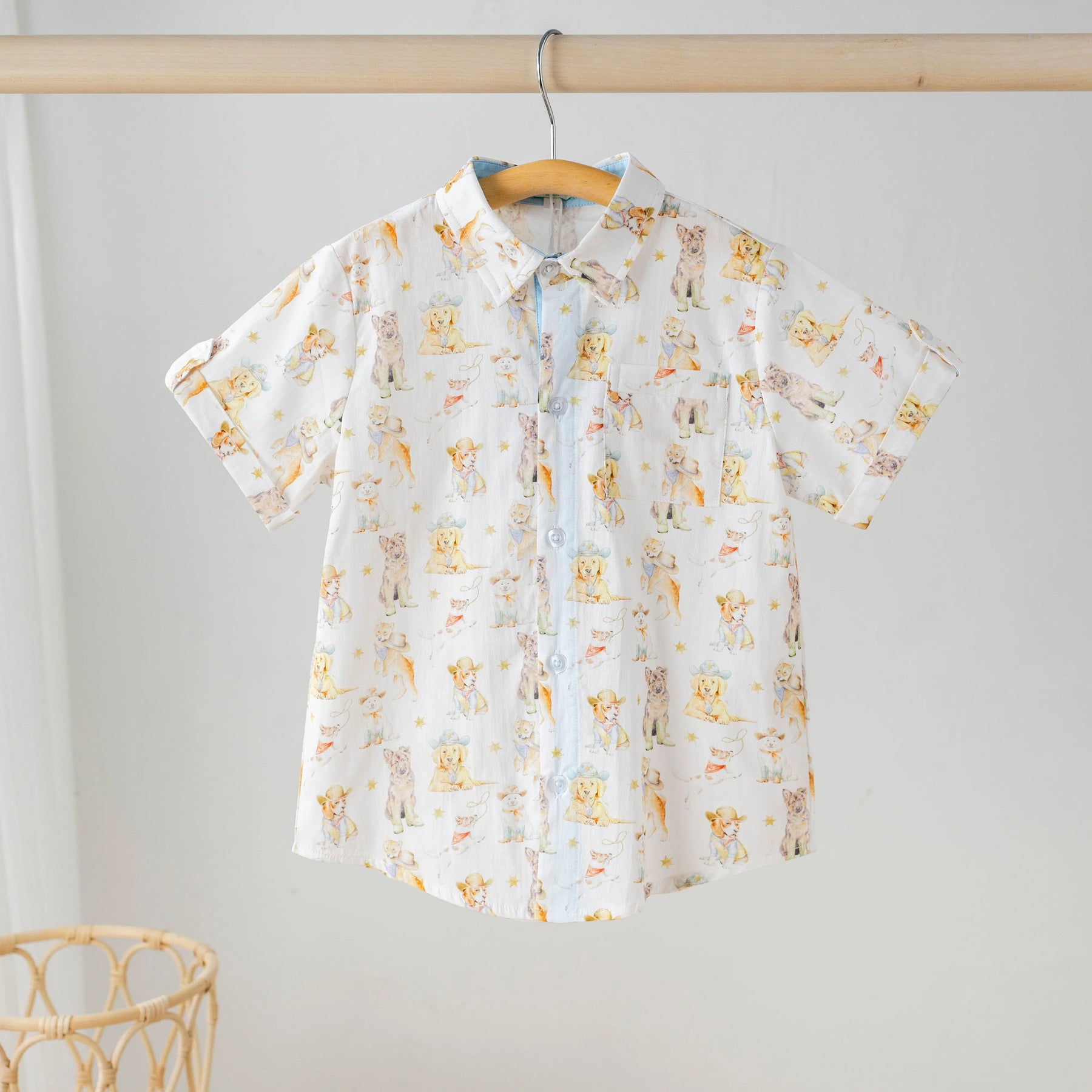 Cowboy Pups Short Sleeve Collared Shirt Nola Tawk