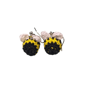Crochet Bee Earrings: Handmade Cotton Jewelry, Whimsical Insect Accessory by Main Street Collective