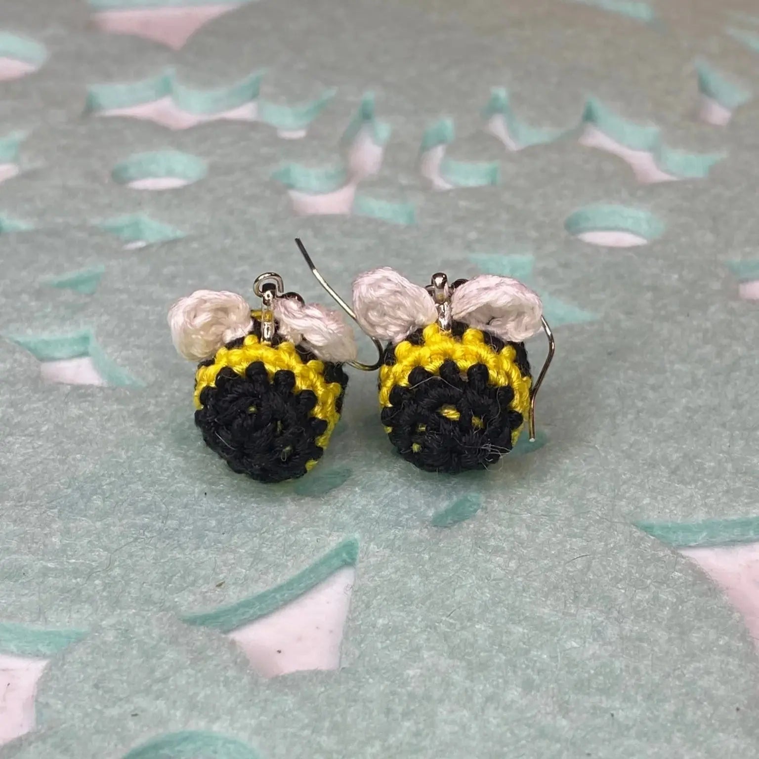 Crochet Bee Earrings: Handmade Hypoallergenic Black and Yellow Jewelry
