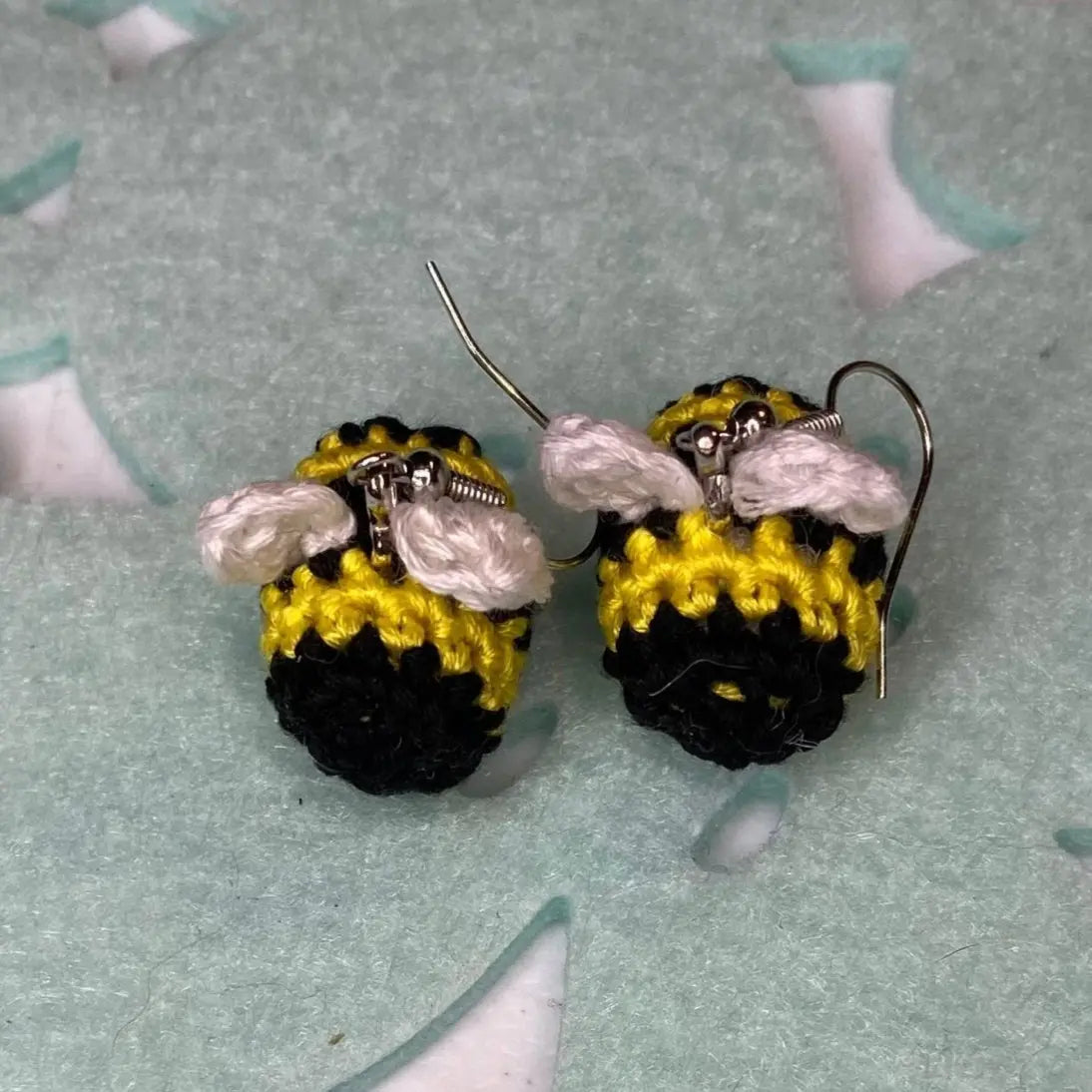 Crochet Bee Earrings: Handmade Cotton Bumble Bee Jewelry, Hypoallergenic & Whimsical. #BeeEarrings #CrochetJewelry