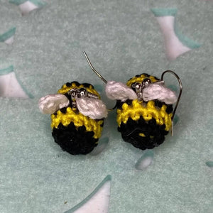 Crochet Bee Earrings: Handmade Cotton Bumble Bee Jewelry, Hypoallergenic & Whimsical. #BeeEarrings #CrochetJewelry