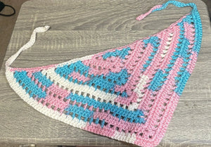 Transgender Pride Flag Crocheted Bandana - Handmade by Main Street Collective | Pink, Blue, and White Colors