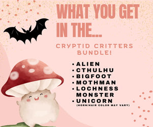 Cryptid Critters Bundle: Alien, Cthulhu, Bigfoot, Mothman, Loch Ness Monster, Unicorn - Fidget Toy Collectibles!