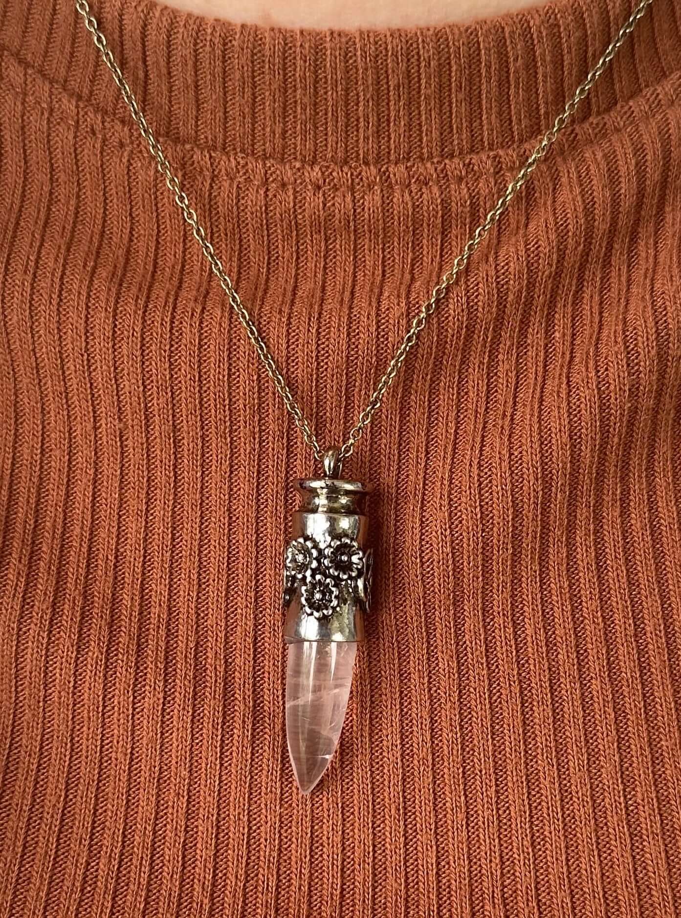 Crystal Rose Bullet Necklace by Mushroom Lady Co, handmade jewelry main product photo