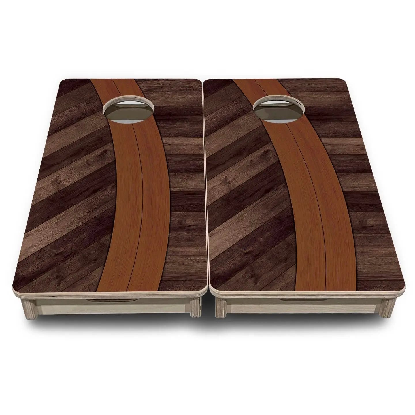 Curved Herringbone - Mini or Vacation Size Cornhole Boards Cornhole Solutions