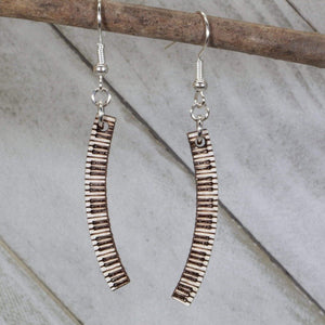 Curved Piano Keyboard Wooden Earrings | Musician Instrument Jewelry