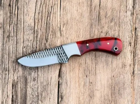 Custom Cowboy Knife – Rasp Steel & Resin Handle Damascus Knife Store