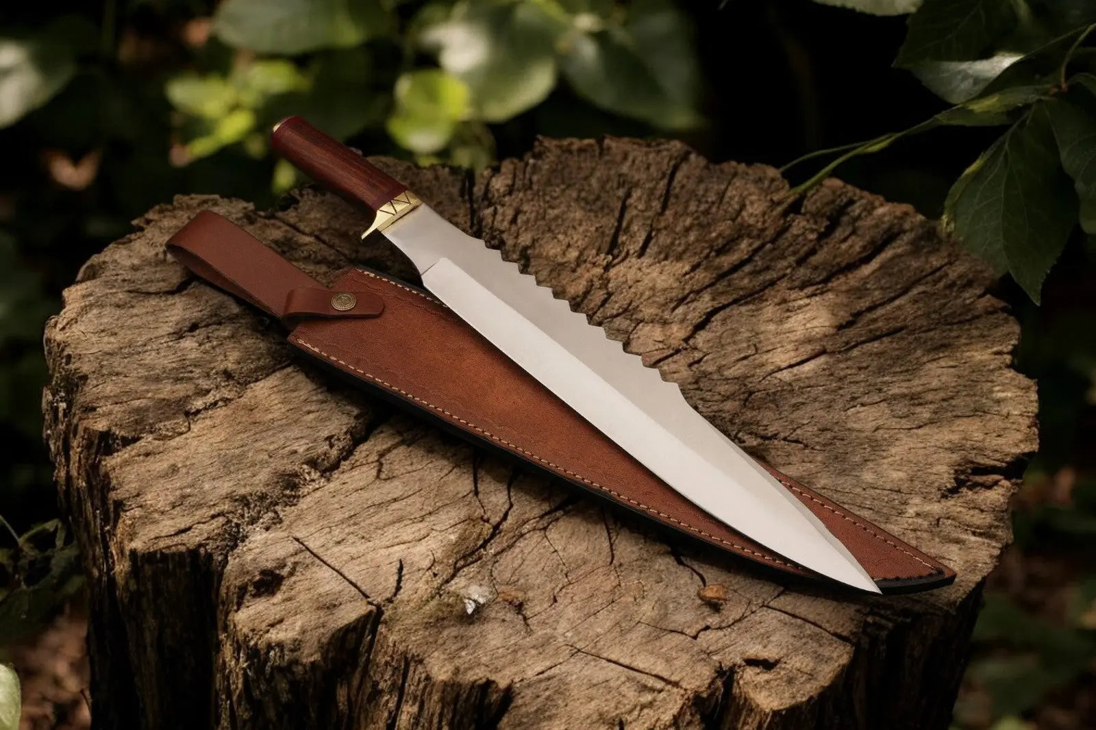 Custom Handmade Bowie Knife - 18" D2 Steel Blade, Rosewood Handle Damascus Knife Store