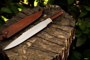 Custom Handmade Bowie Knife - 18" D2 Steel Blade, Rosewood Handle Damascus Knife Store