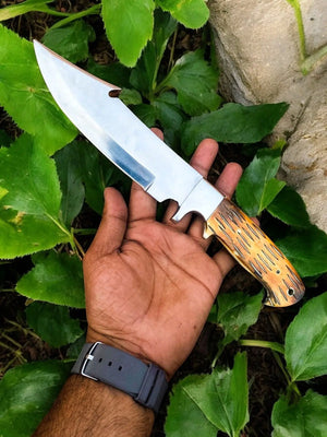 Custom Handmade Bowie Knife - D2 Steel Blade, Bone Handle, 13" Overall Damascus Knife Store