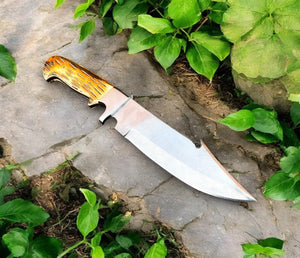 Custom Handmade Bowie Knife - D2 Steel Blade, Bone Handle, 13" Overall Damascus Knife Store