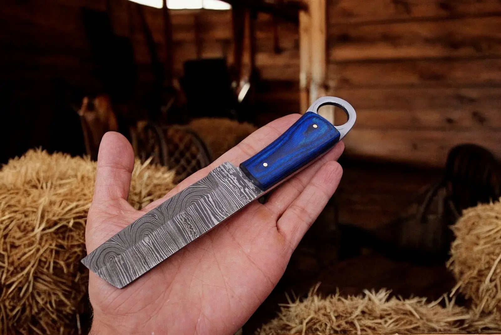 Custom Handmade Bull Cutter Knife – 8.5" File Steel Blade Damascus Knife Store
