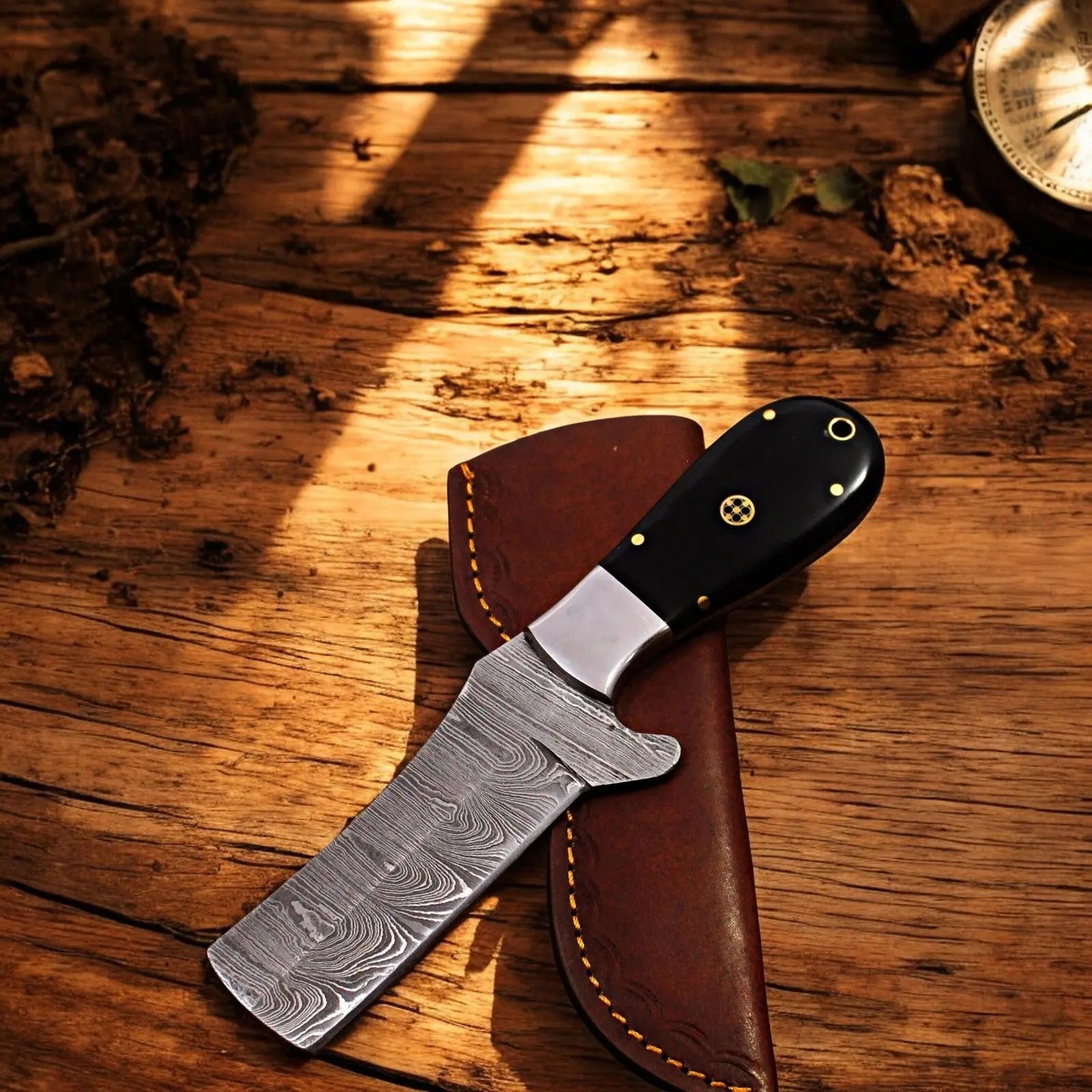 Custom Handmade Bull Cutter Knife – 8" Damascus Steel Damascus Knife Store