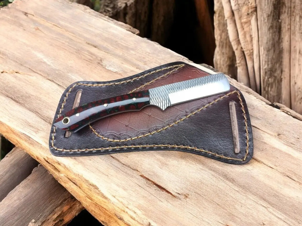 Custom Handmade Bull Cutter Knife – 8" Rasp Tool Steel Damascus Knife Store