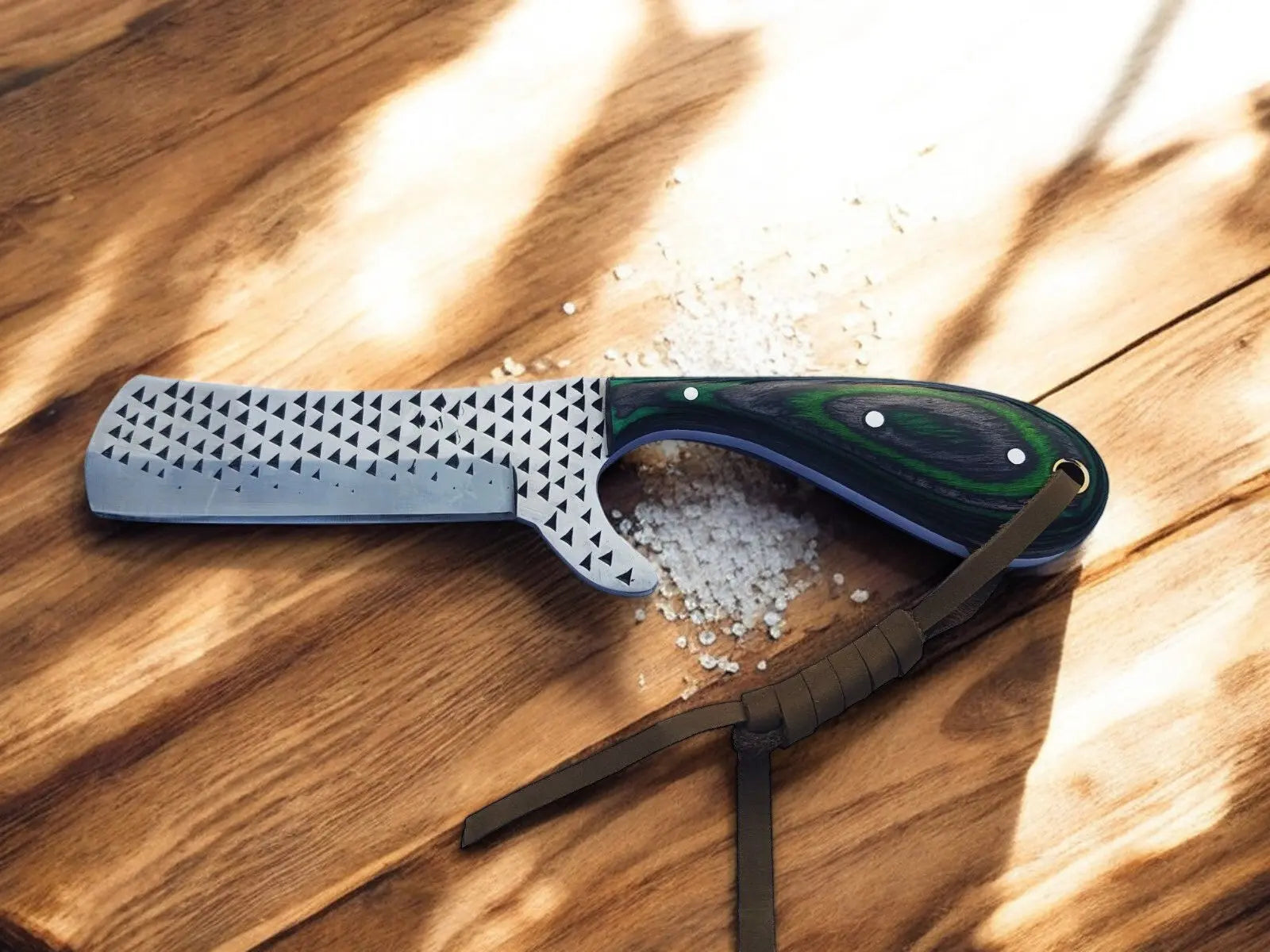 Custom Handmade Bull Cutter Knife – Rasp Tool Steel Blade Damascus Knife Store