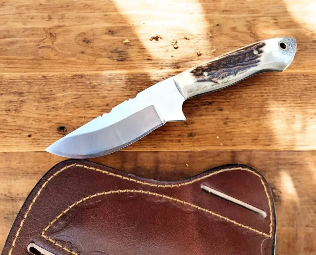 Custom Handmade Cowboy Knife with Antler Horn Handle Damascus Knife Store