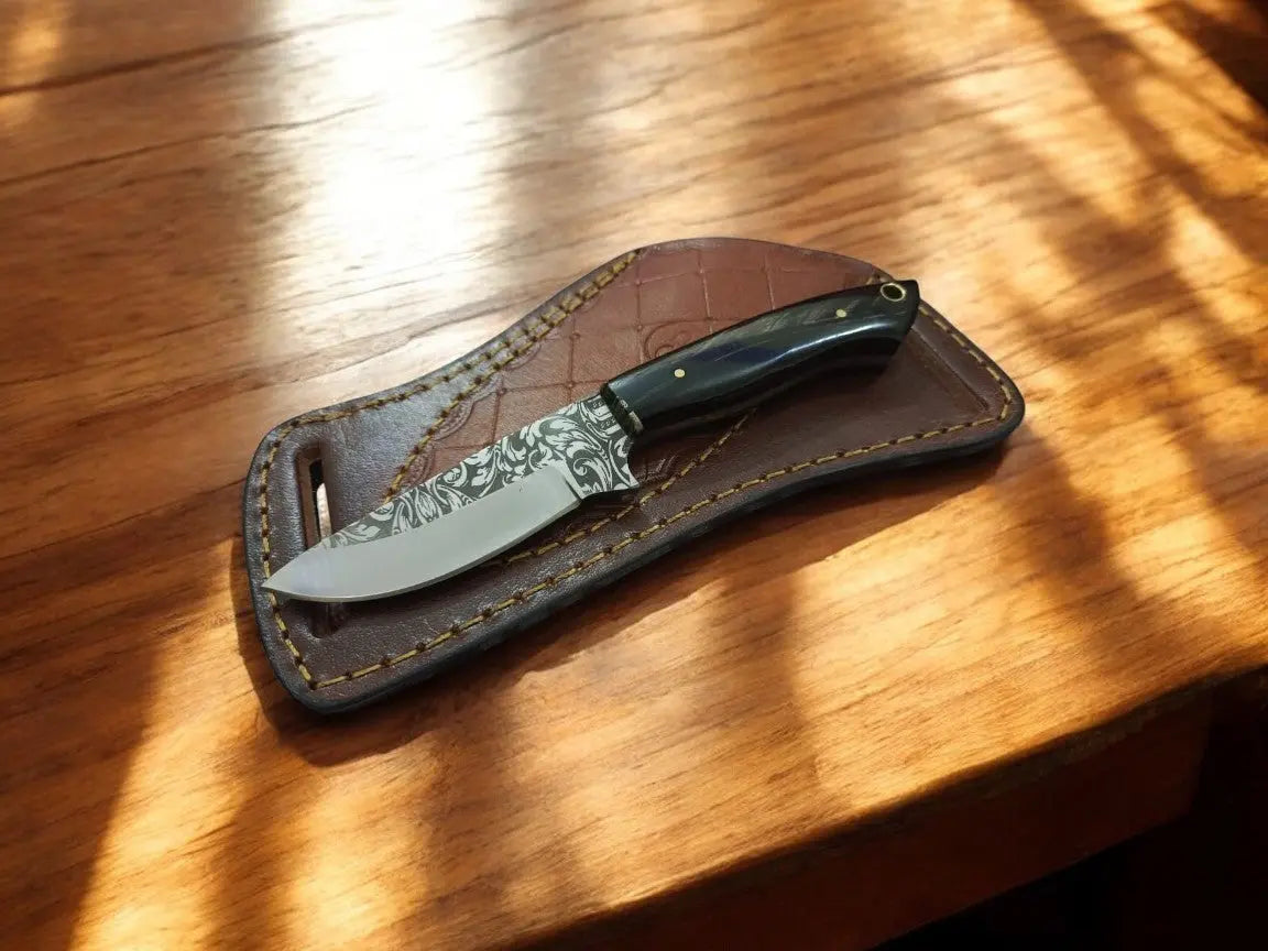 Custom Handmade D2 Steel Belt Knife with Rosewood Handle Damascus Knife Store