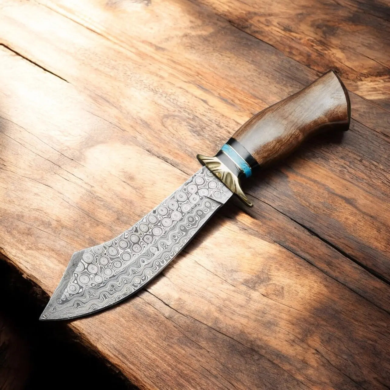 Custom Handmade Damascus Bowie Knife with Rosewood Handle Damascus Knife Store