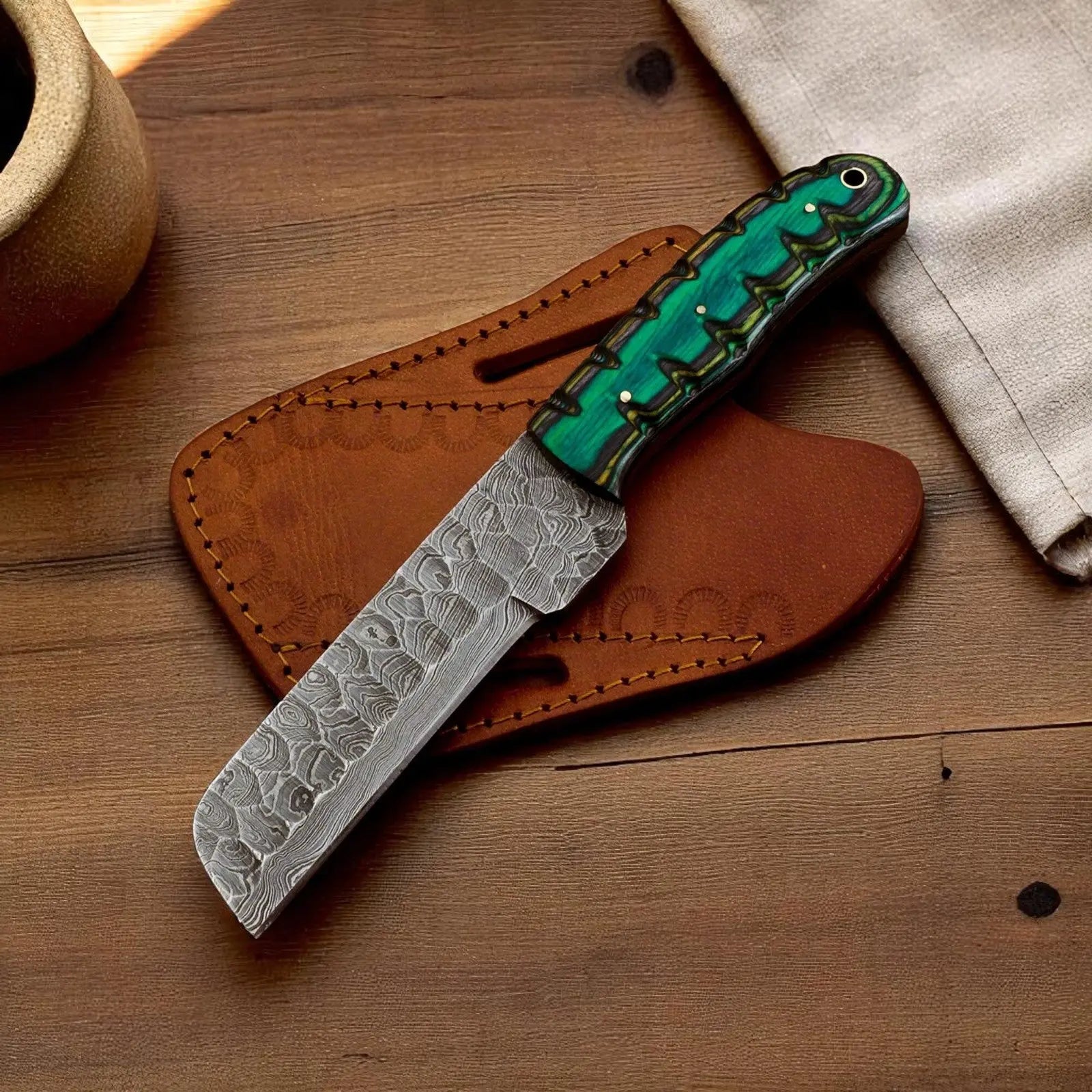 Custom Handmade Damascus Bull Cutter Knife 8.5" Damascus Knife Store