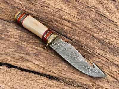 Custom Handmade Damascus Gut Hook Hunting Knife – 10.5" Damascus Knife Store