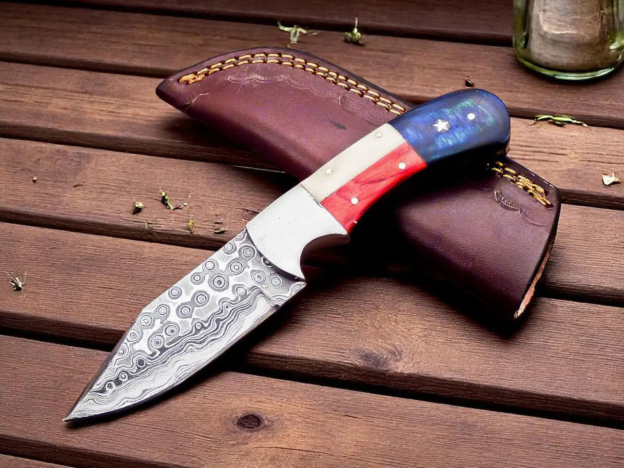 Custom Handmade Damascus Hunting Knife 6.25" Damascus Knife Store