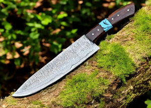 Custom Handmade Damascus Hunting Knife – 13" with Rosewood Handle Damascus Knife Store