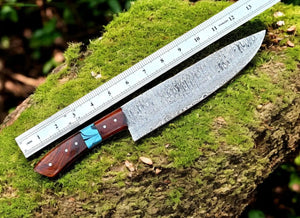 Custom Handmade Damascus Hunting Knife – 13" with Rosewood Handle Damascus Knife Store