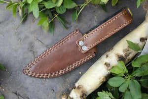 Custom Handmade Damascus Hunting Knife – 8" with Sheath Damascus Knife Store