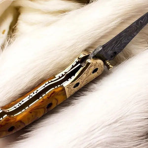 Custom Handmade Damascus Pocket Knife with Epoxy Resin Handle Damascus Knife Store