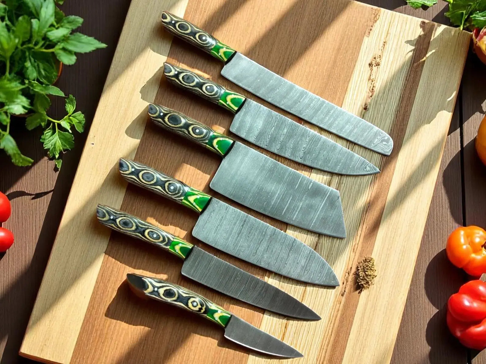 Custom Handmade Damascus Steel Kitchen Knives Set Damascus Knife Store