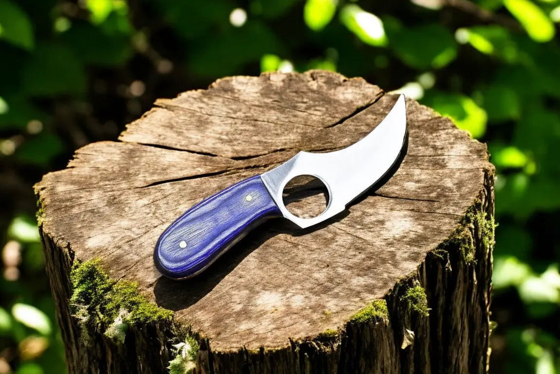 Custom Handmade Skinning Knife - D2 Steel Blade, Exotic Wood Handle Damascus Knife Store