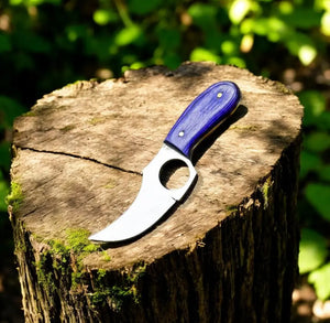 Custom Handmade Skinning Knife - D2 Steel Blade, Exotic Wood Handle Damascus Knife Store