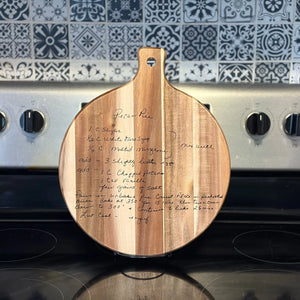 Handwritten Pecan Pie Recipe on Wooden Cutting Board: Custom Family Heirloom Keepsake Gift for Kitchen Decor