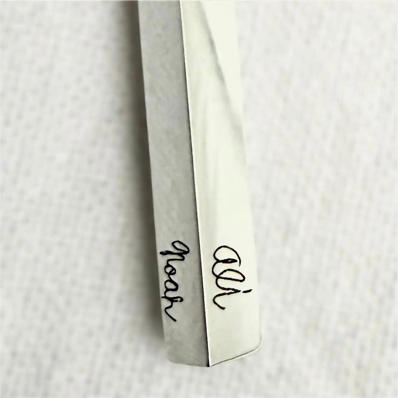 Custom Handwriting Necklace, Engraved Keepsake Gift, Stainless Steel Bar, 4 Sides Poor Hog Customs