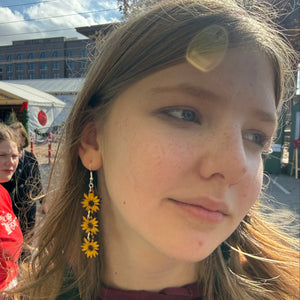 large Kansas Sunflower Wooden Earrings | State Flower Jewelry