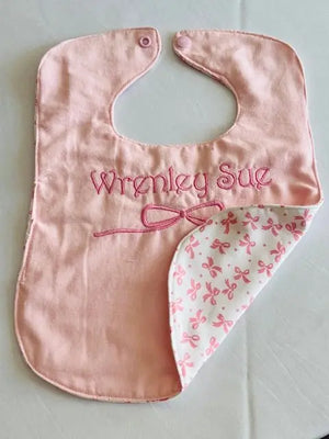 Personalized Baby Bib: Handmade Cotton Flannel with Custom Embroidery - East Mississippi Creations