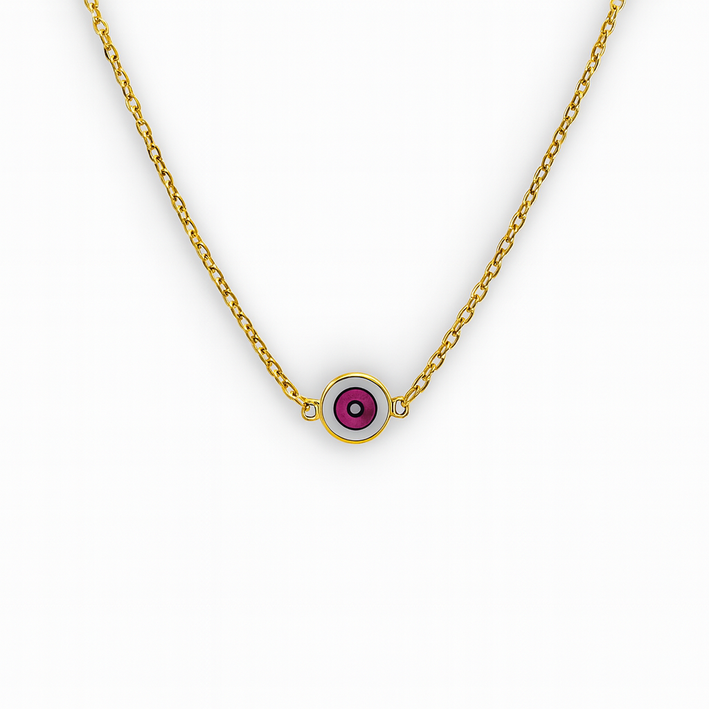 Delilah Evil Eye Necklace | Pink | Gold Vermeil