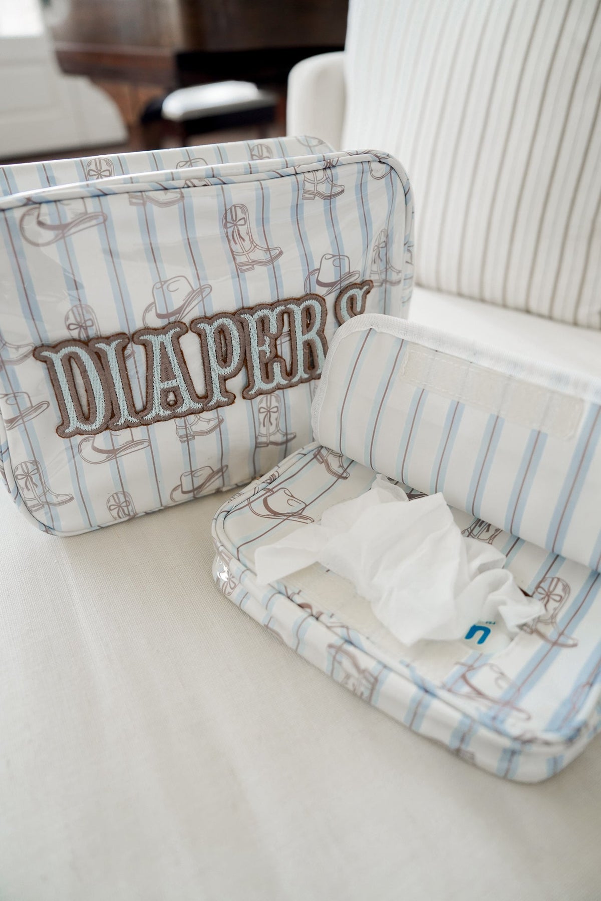 Diapers XL - Western Blues Clear Coat Bag detail view by KenzKustomz