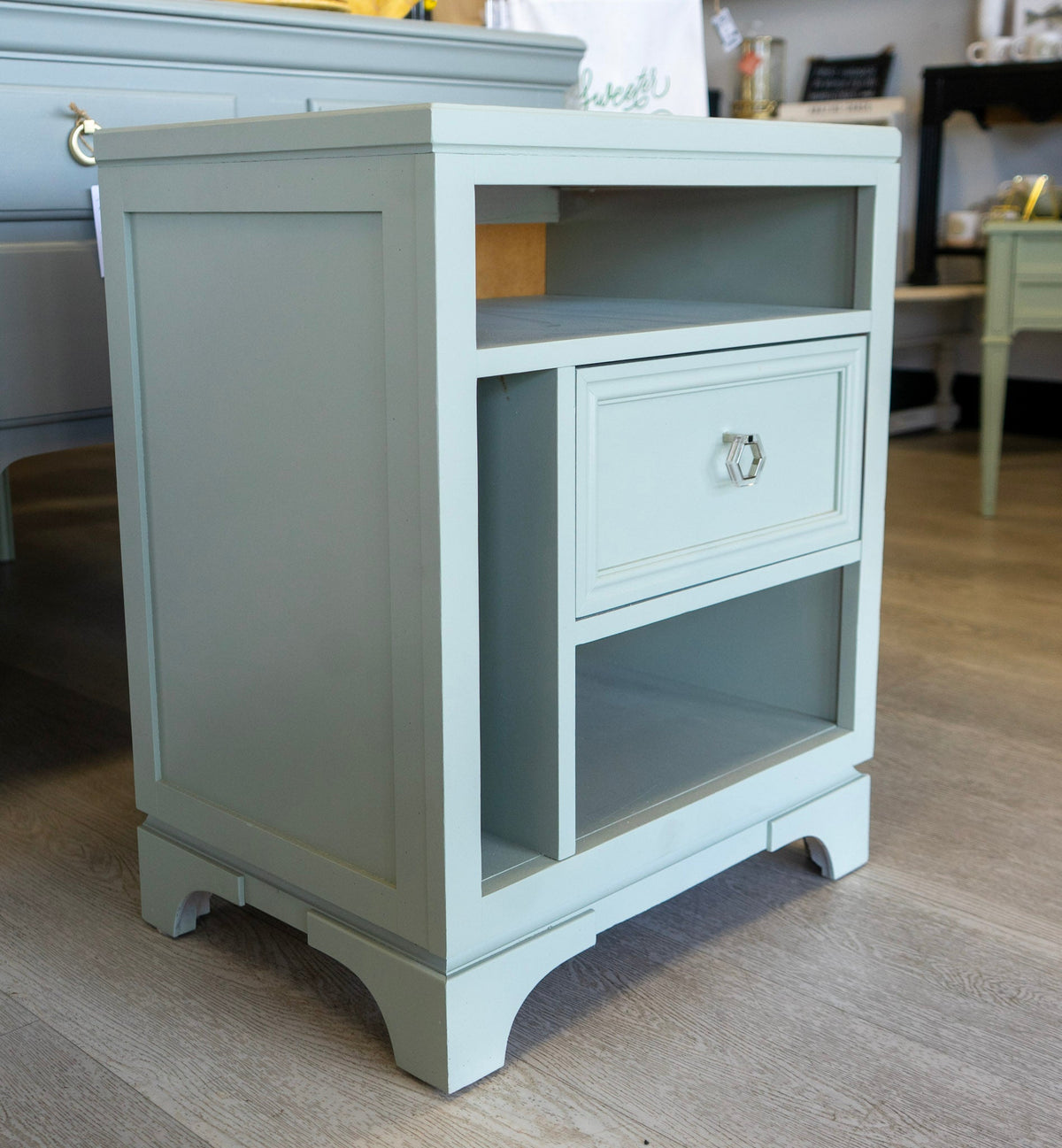 Prodigal Pottery Restored Soft Green Nightstand / Side Table — product view 2