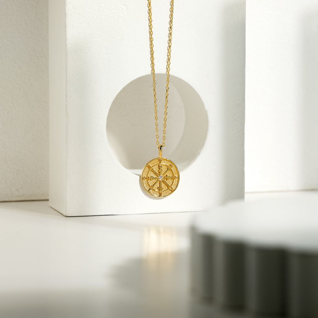 Compass Coin Necklace | Sterling Silver