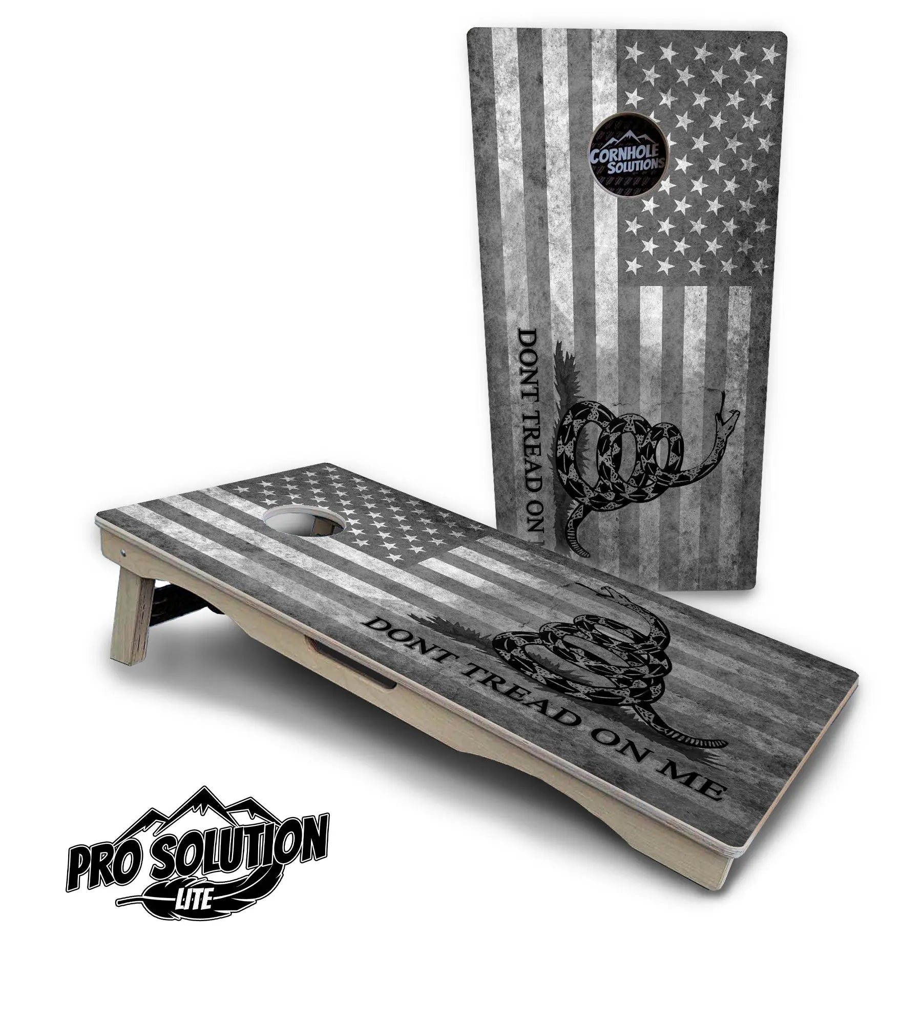DTOM B&W Flag Cornhole Boards - Pro Solution Lite Series Cornhole Solutions