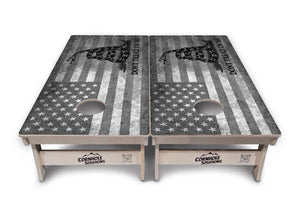 DTOM B&W Flag Cornhole Boards - Professional Tournament Series Cornhole Solutions