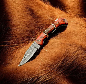 Damascus Folding Knife – Epoxy Resin Handle | 3 inch blade Damascus Knife Store