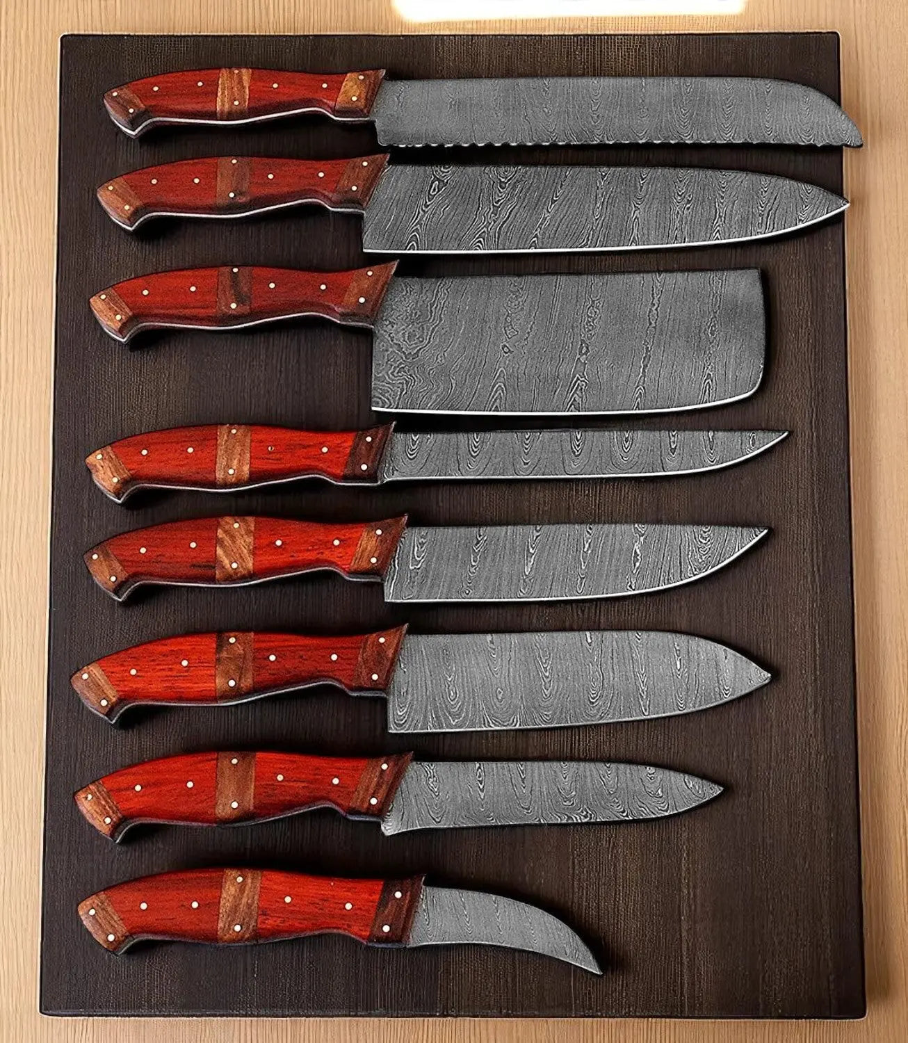 Damascus Steel Kitchen Knife Set – 8-Piece Full Tang Forged Damascus Knife Store