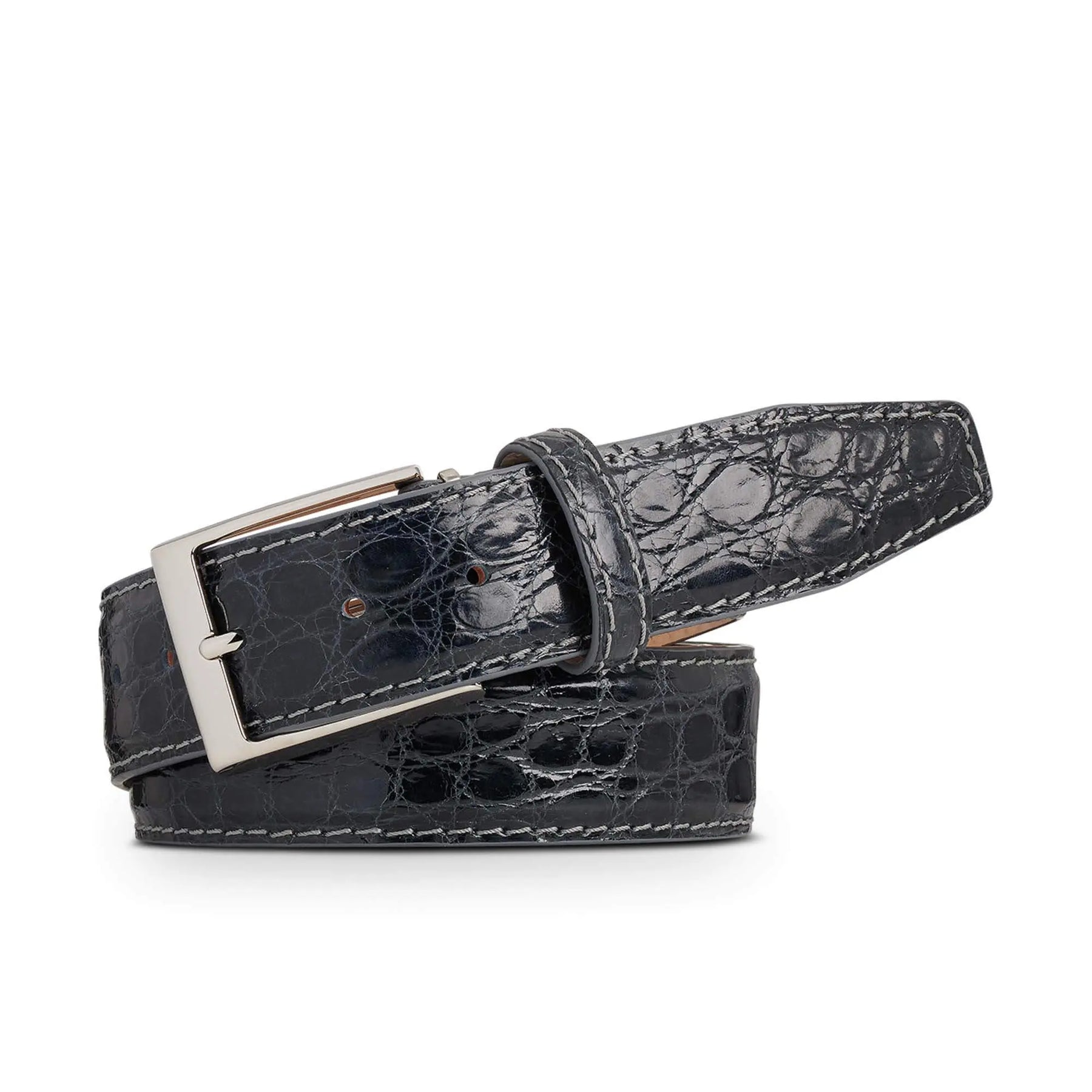 Roger Ximenez gray crocodile leather belt with bespoke sizing options
