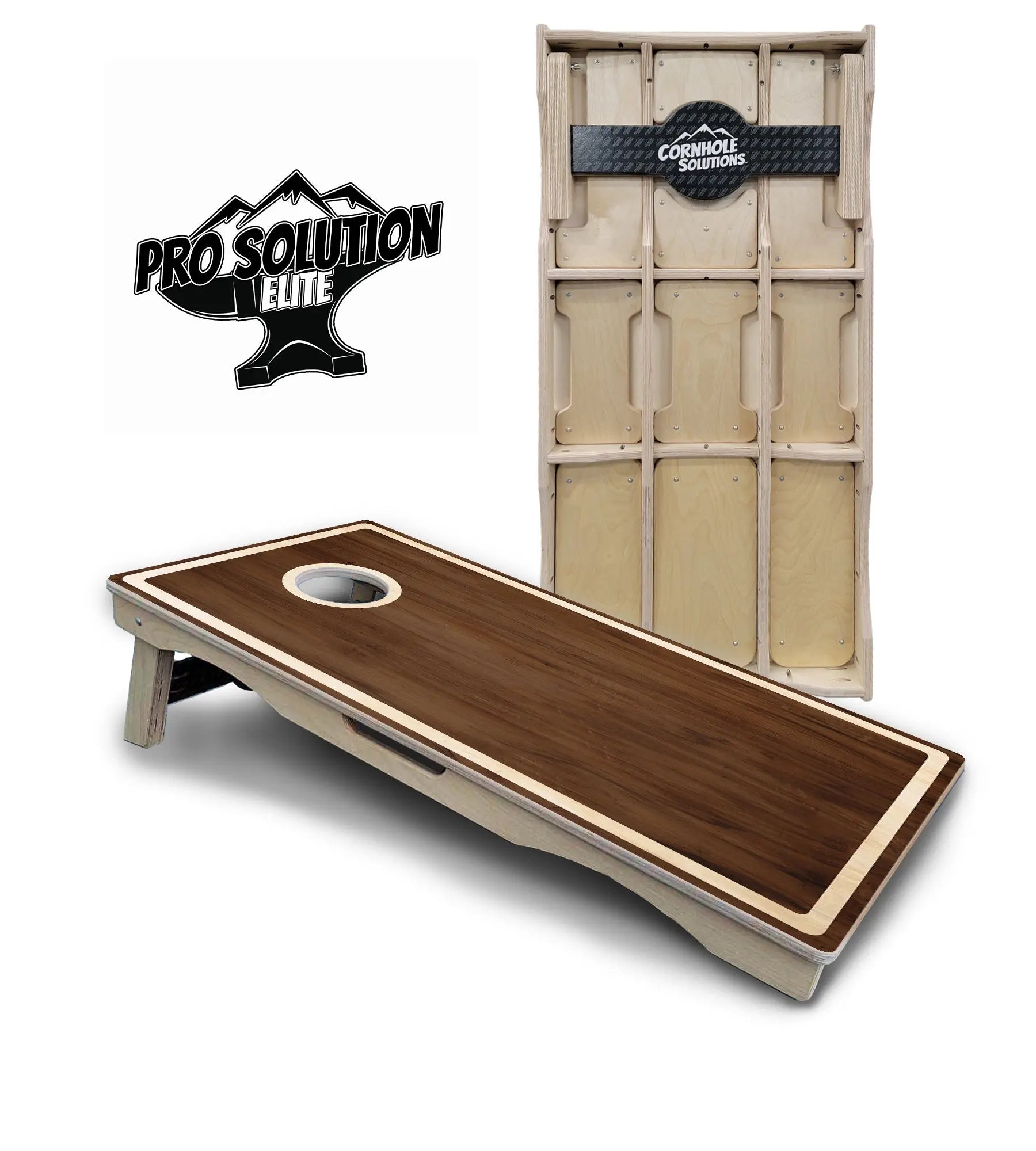 Dark Wood Natural Border Cornhole Boards - Pro Solution Elite Series Cornhole Solutions