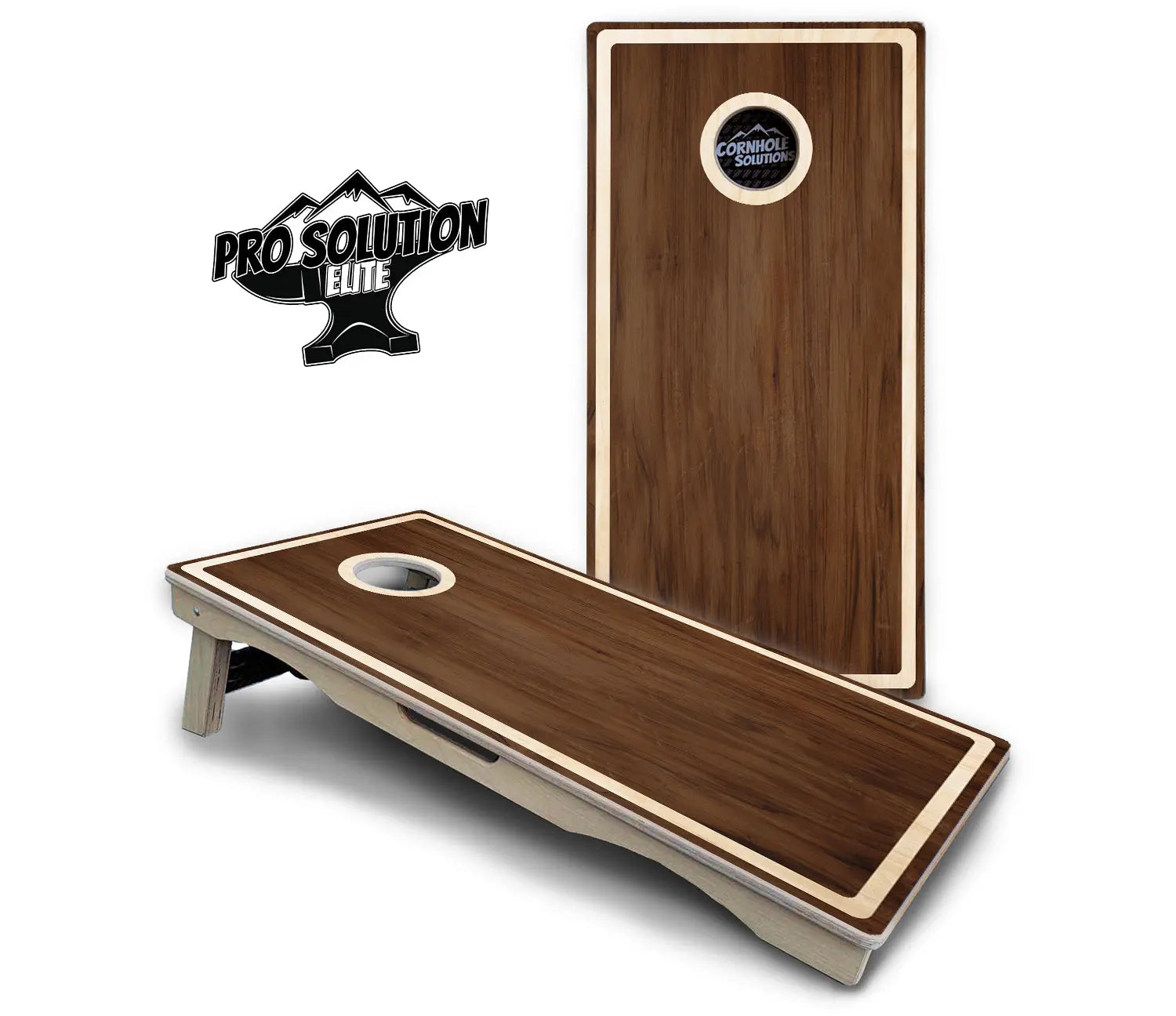 Dark Wood Natural Border Cornhole Boards - Pro Solution Elite Series Cornhole Solutions