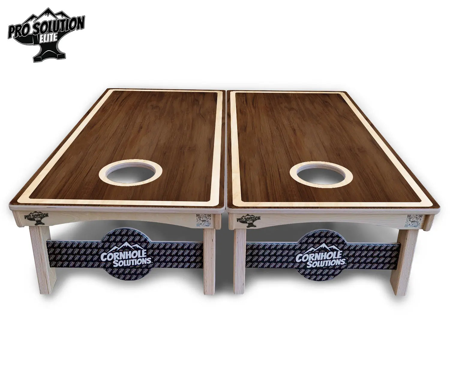 Dark Wood Natural Border Cornhole Boards - Pro Solution Elite Series Cornhole Solutions